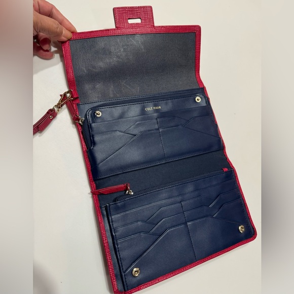 Cole Haan leather wristlet clutch with provided sling - Picture 10 of 13